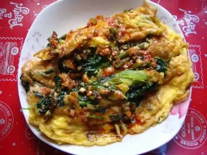 preserved egg and spinach