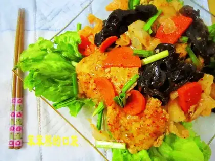 stir-fried vegetarian chicken