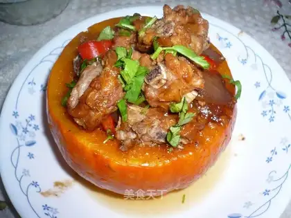 Steamed pork ribs with pumpkin