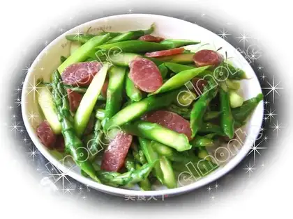 stir-fried asparagus with sausage