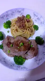 Homemade steak pasta