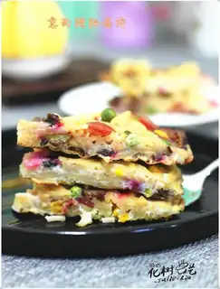 Spaghetti sausage omelet