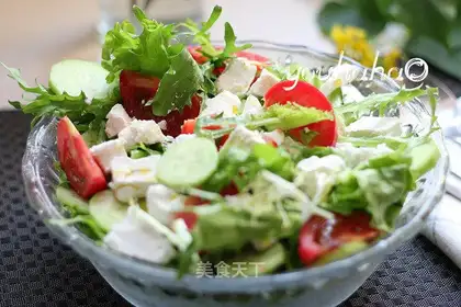 White cheese vegetable salad