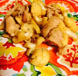 Pork chops and cut flowers