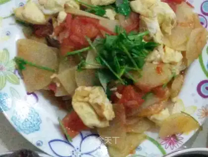 Tomato potato fried eggs