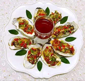Garlic pepper roasted oysters
