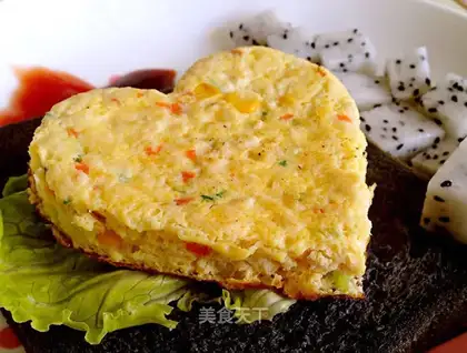 Heart-shaped fried egg breakfast