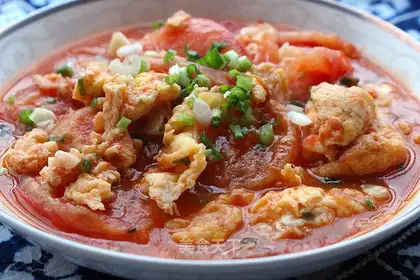 Tomato fried goose eggs