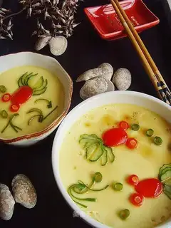 Steamed eggs with clams