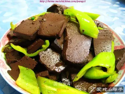 stir-fried mutton blood with pepper