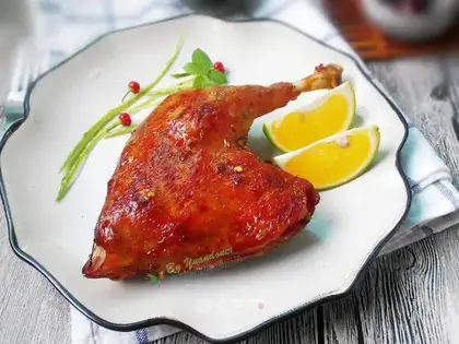 A roasted duck leg