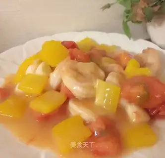 Shrimp fried tomatoes