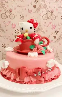 Kitty rolls the sugar cake