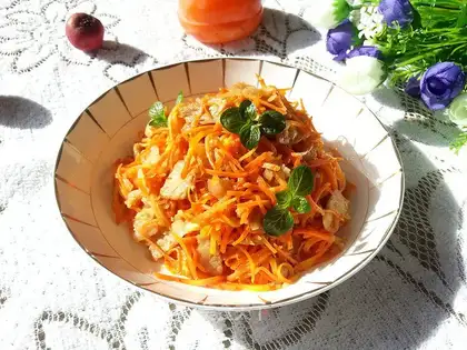 Five flowers and carrots