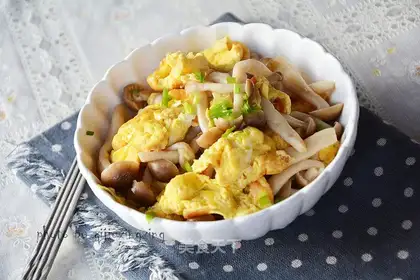 Crab mushrooms and duck eggs