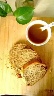 Sweet coffee, raisin bread