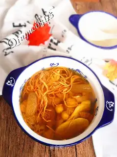 The monkey mushrooms and grasshoppers. Soup
