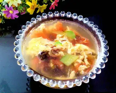 Purple egg soup