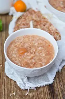 "Red rice congee."