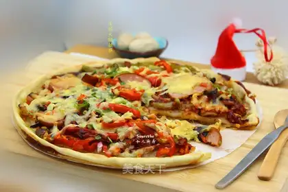 Christmas ham pizza