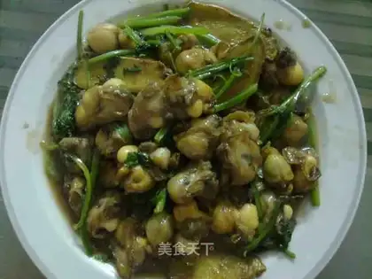 Fried pearl oysters in soy sauce