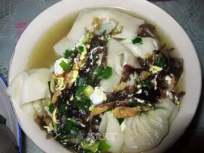 Wonton with leek and shrimp meat