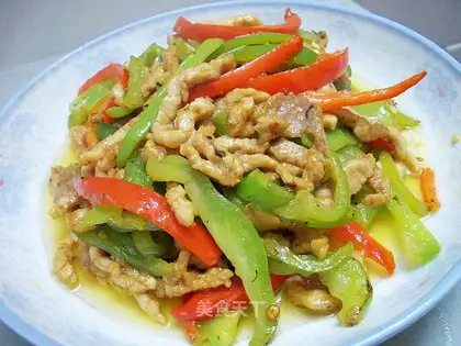 Shredded pork with double pepper
