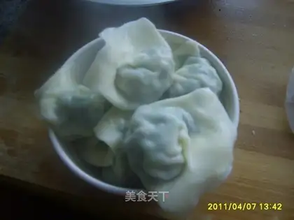 Spinach meat wonton dumplings