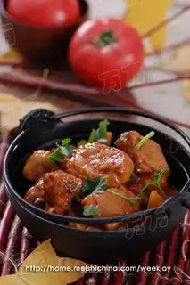 Braised potatoes with cured chicken legs