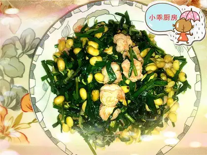 stir-fried shrimp with leeks and beans