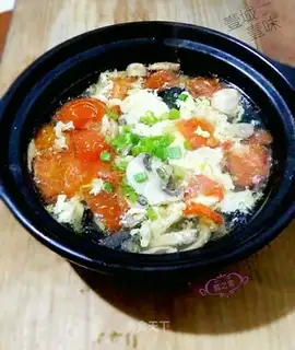 Tomato mushroom eggflower soup
