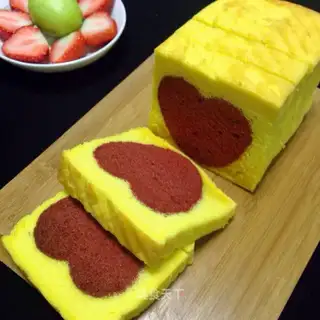 A cake with a heart