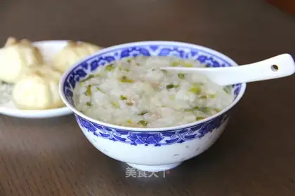 Vegetable thin meat congee