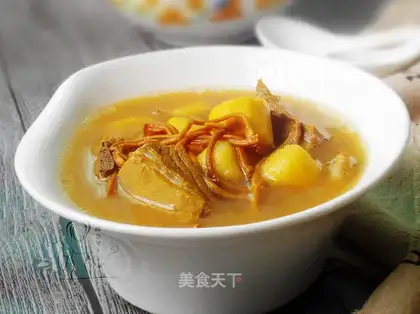 Worm and herbs and goat soup