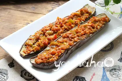 Garlic pasta roast eggplant