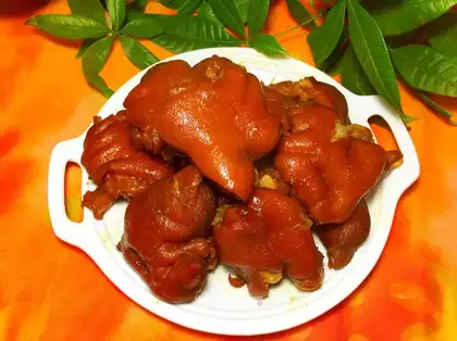 Red burning pig hoof