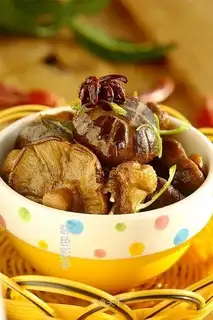 A duck with mushrooms