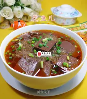 Duck blood fan soup