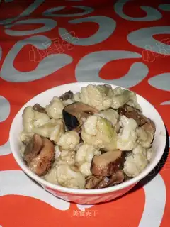 stir-fried mushrooms with cauliflower