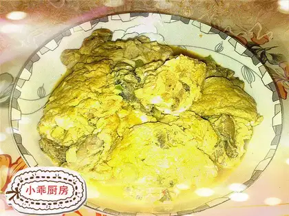 Scrambled eggs with sea carp