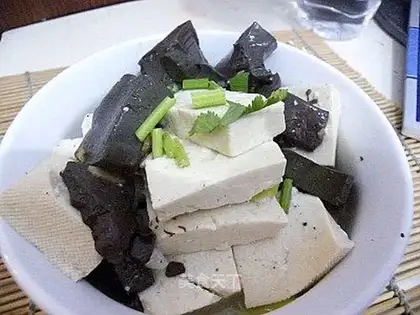 Red and white tofu