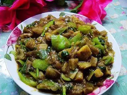 Curried eggplant and sweet potato