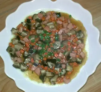 Three diced egg custard
