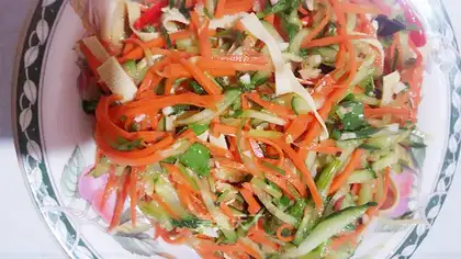 Carrot cucumbers with bean skin