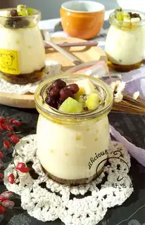 Caramel red bean pudding