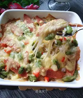 Ham sausage cheese rice