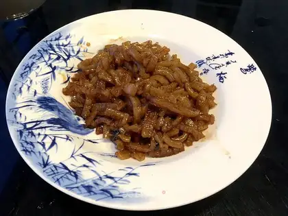 Red burning pig skin