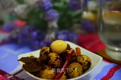 Five quail eggs
