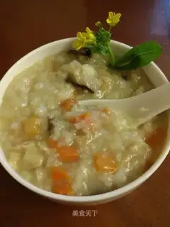 Carrot mushroom chicken congee