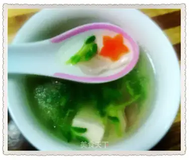 Bean seedlings and mushroom soup